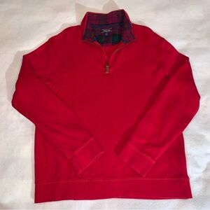 Lands End Sweatshirt Men’s Red 1/4 Zip Mock Neck Pullover Large Tall